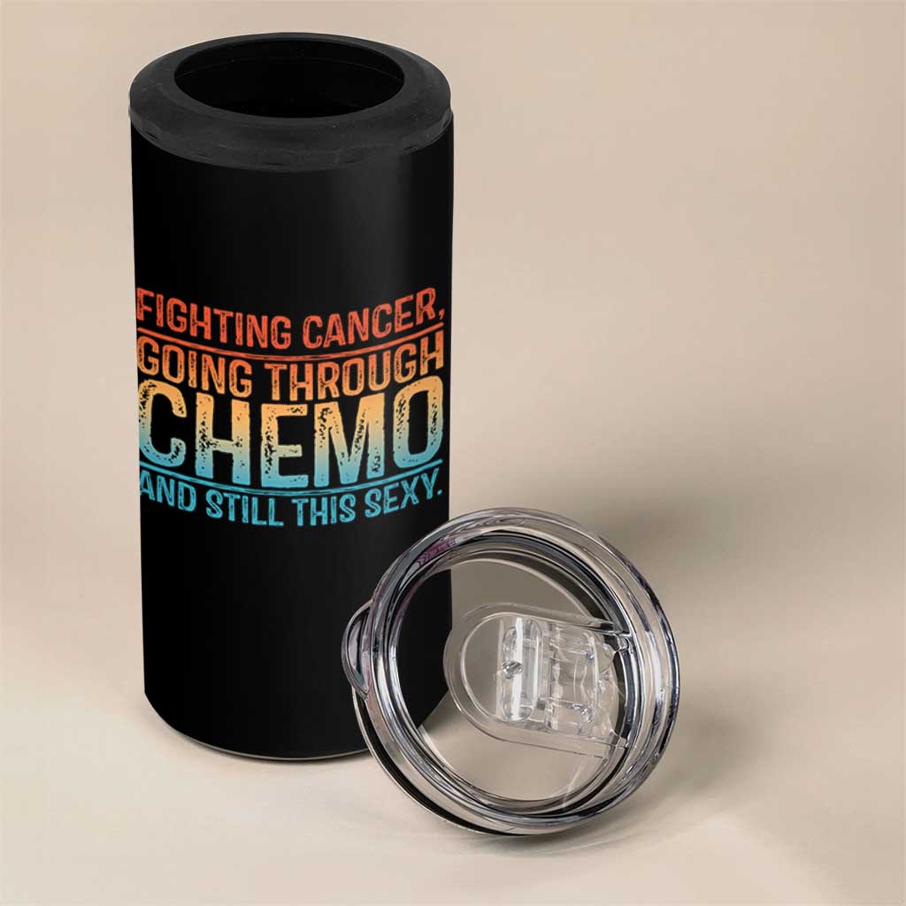 Funny Cancer Fighter 4 in 1 Can Cooler Tumbler Inspirational Quote Chemo Patient Gift - Wonder Print Shop