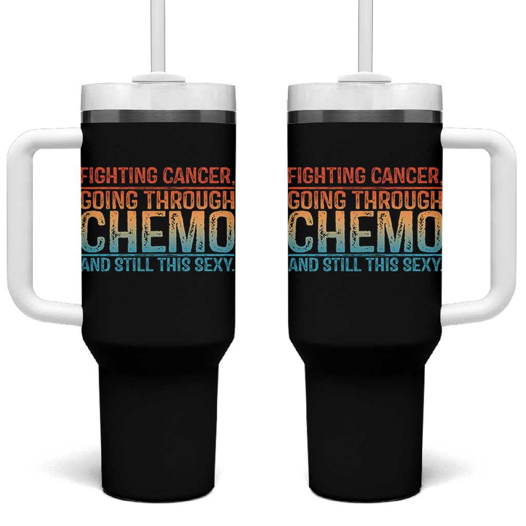 Funny Cancer Fighter Tumbler With Handle Inspirational Quote Chemo Patient Gift - Wonder Print Shop
