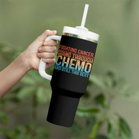 Funny Cancer Fighter Tumbler With Handle Inspirational Quote Chemo Patient Gift - Wonder Print Shop