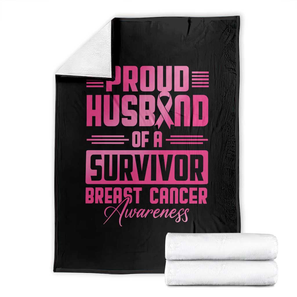 Husband Of A Warrior Breast Cancer Awareness Throw Blanket Wife Support Squad - Wonder Print Shop