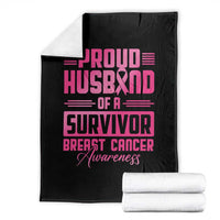 Husband Of A Warrior Breast Cancer Awareness Throw Blanket Wife Support Squad - Wonder Print Shop