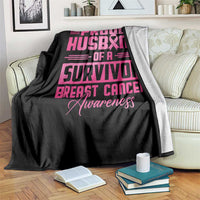 Husband Of A Warrior Breast Cancer Awareness Throw Blanket Wife Support Squad - Wonder Print Shop