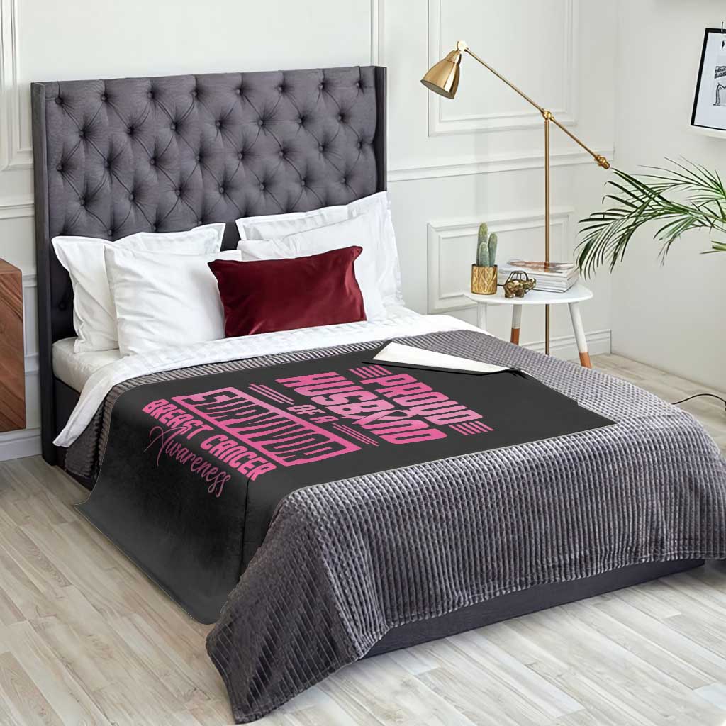 Husband Of A Warrior Breast Cancer Awareness Throw Blanket Wife Support Squad - Wonder Print Shop
