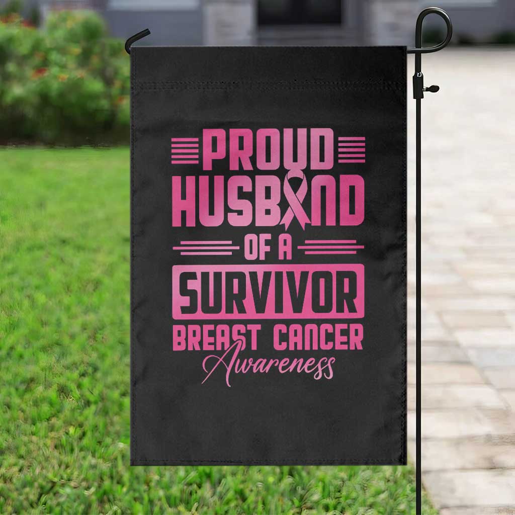 Husband Of A Warrior Breast Cancer Awareness Garden Flag Wife Support Squad - Wonder Print Shop
