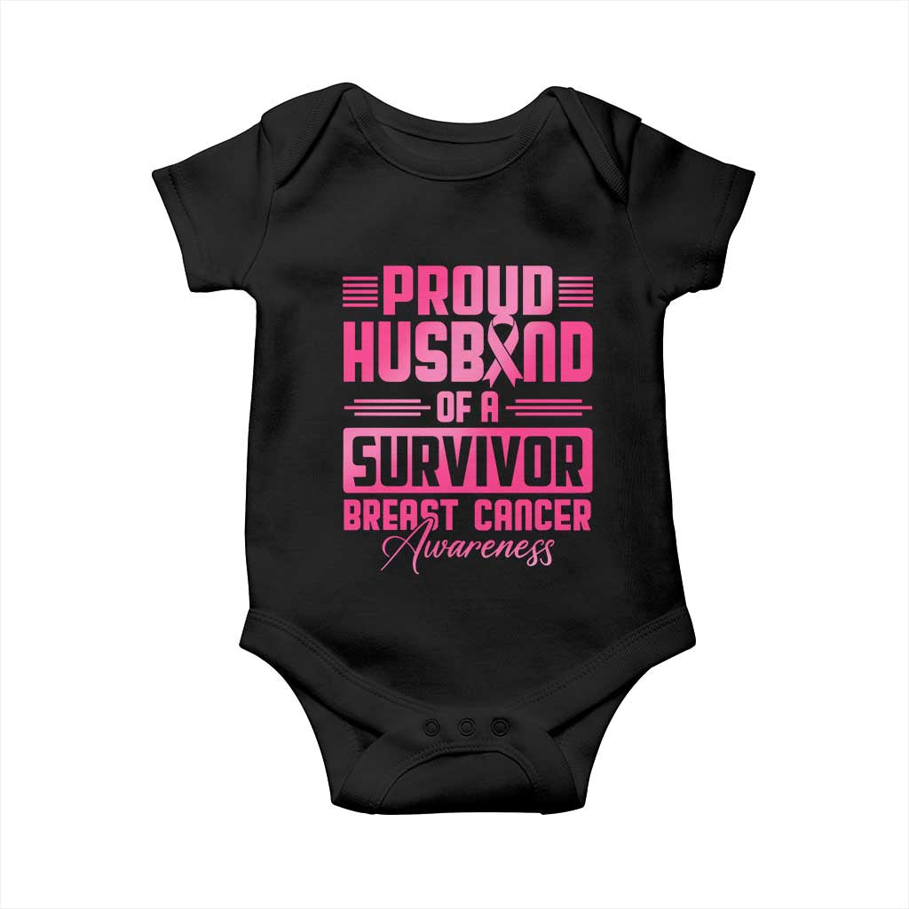 Husband Of A Warrior Breast Cancer Awareness Baby Onesie Wife Support Squad - Wonder Print Shop