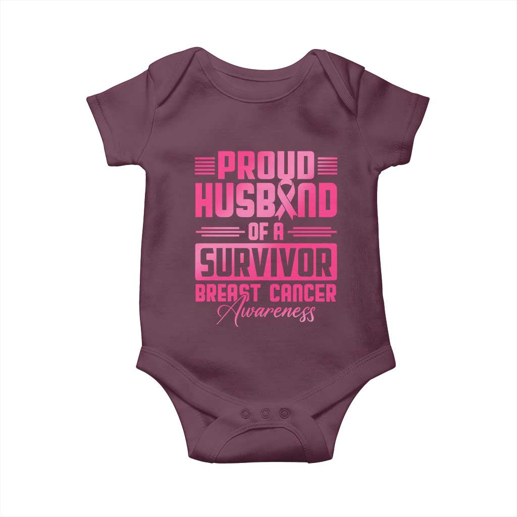 Husband Of A Warrior Breast Cancer Awareness Baby Onesie Wife Support Squad - Wonder Print Shop