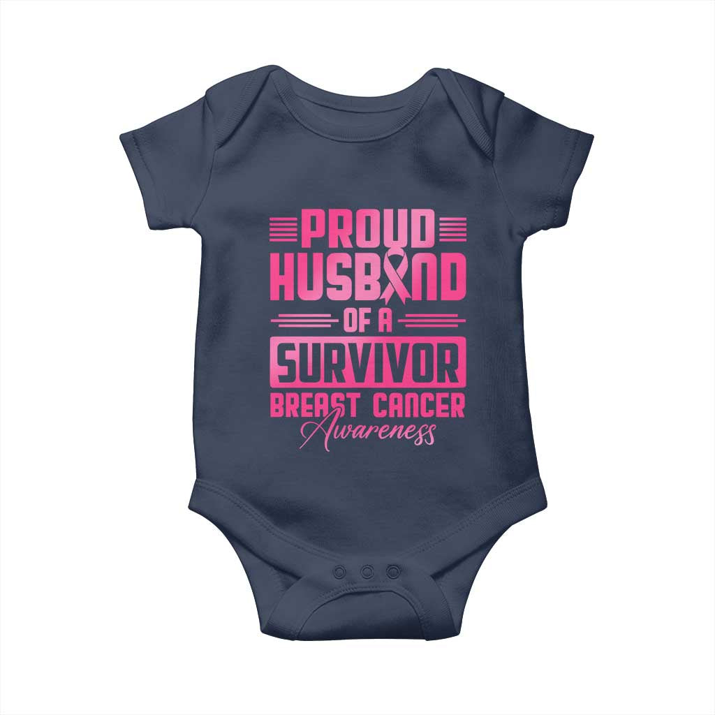 Husband Of A Warrior Breast Cancer Awareness Baby Onesie Wife Support Squad - Wonder Print Shop