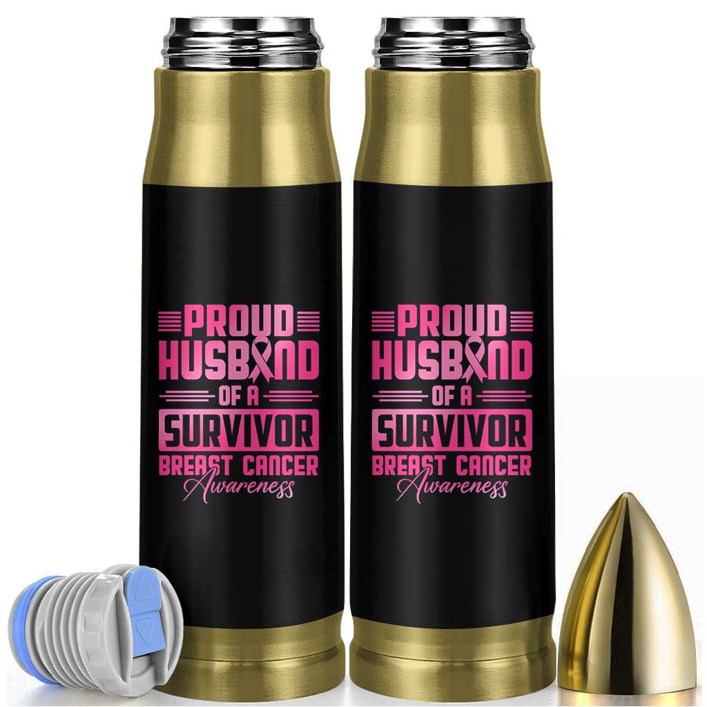Husband Of A Warrior Breast Cancer Awareness Bullet Tumbler Wife Support Squad - Wonder Print Shop