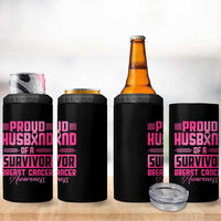 Husband Of A Warrior Breast Cancer Awareness 4 in 1 Can Cooler Tumbler Wife Support Squad - Wonder Print Shop