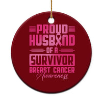 Husband Of A Warrior Breast Cancer Awareness Ceramic Ornament Wife Support Squad - Wonder Print Shop