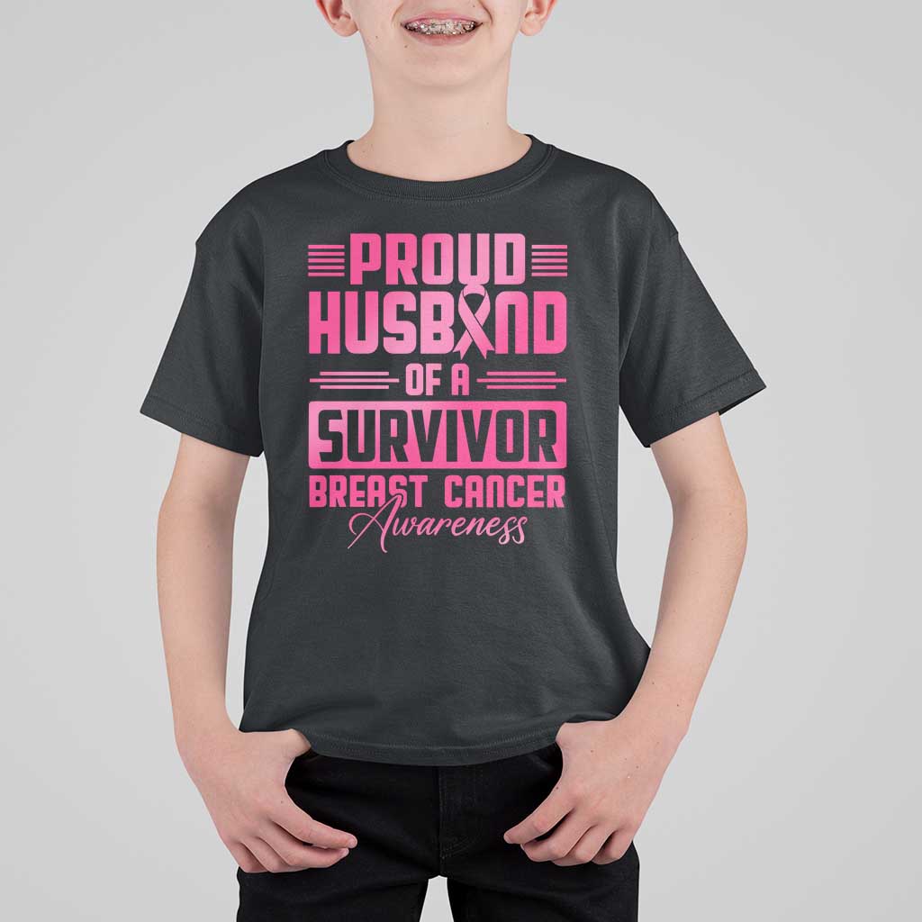 Husband Of A Warrior Breast Cancer Awareness T Shirt For Kid Wife Support Squad - Wonder Print Shop