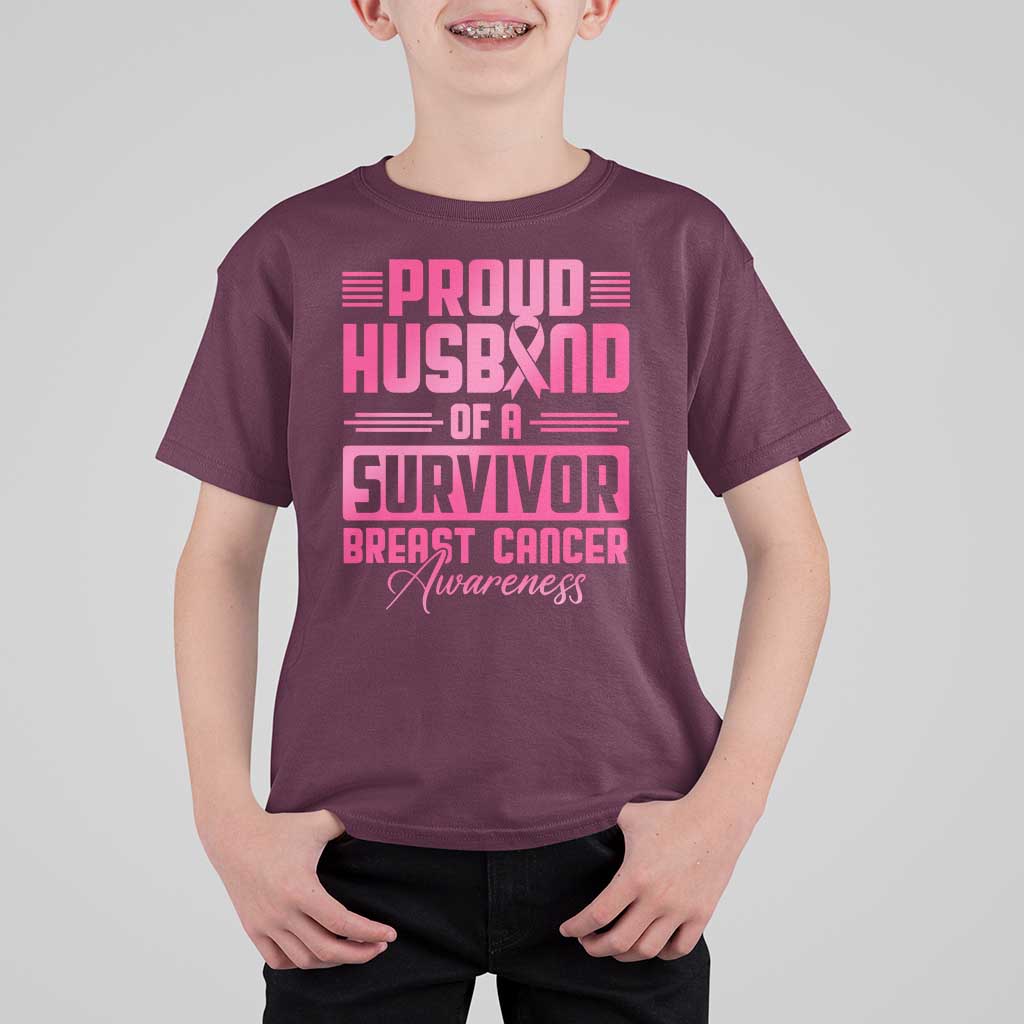 Husband Of A Warrior Breast Cancer Awareness T Shirt For Kid Wife Support Squad - Wonder Print Shop