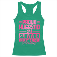 Husband Of A Warrior Breast Cancer Awareness Racerback Tank Top Wife Support Squad - Wonder Print Shop