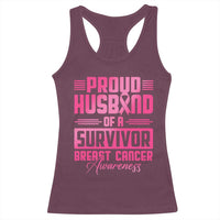 Husband Of A Warrior Breast Cancer Awareness Racerback Tank Top Wife Support Squad - Wonder Print Shop