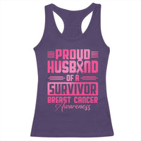 Husband Of A Warrior Breast Cancer Awareness Racerback Tank Top Wife Support Squad - Wonder Print Shop