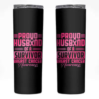 Husband Of A Warrior Breast Cancer Awareness Skinny Tumbler Wife Support Squad - Wonder Print Shop