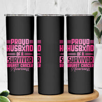 Husband Of A Warrior Breast Cancer Awareness Skinny Tumbler Wife Support Squad - Wonder Print Shop