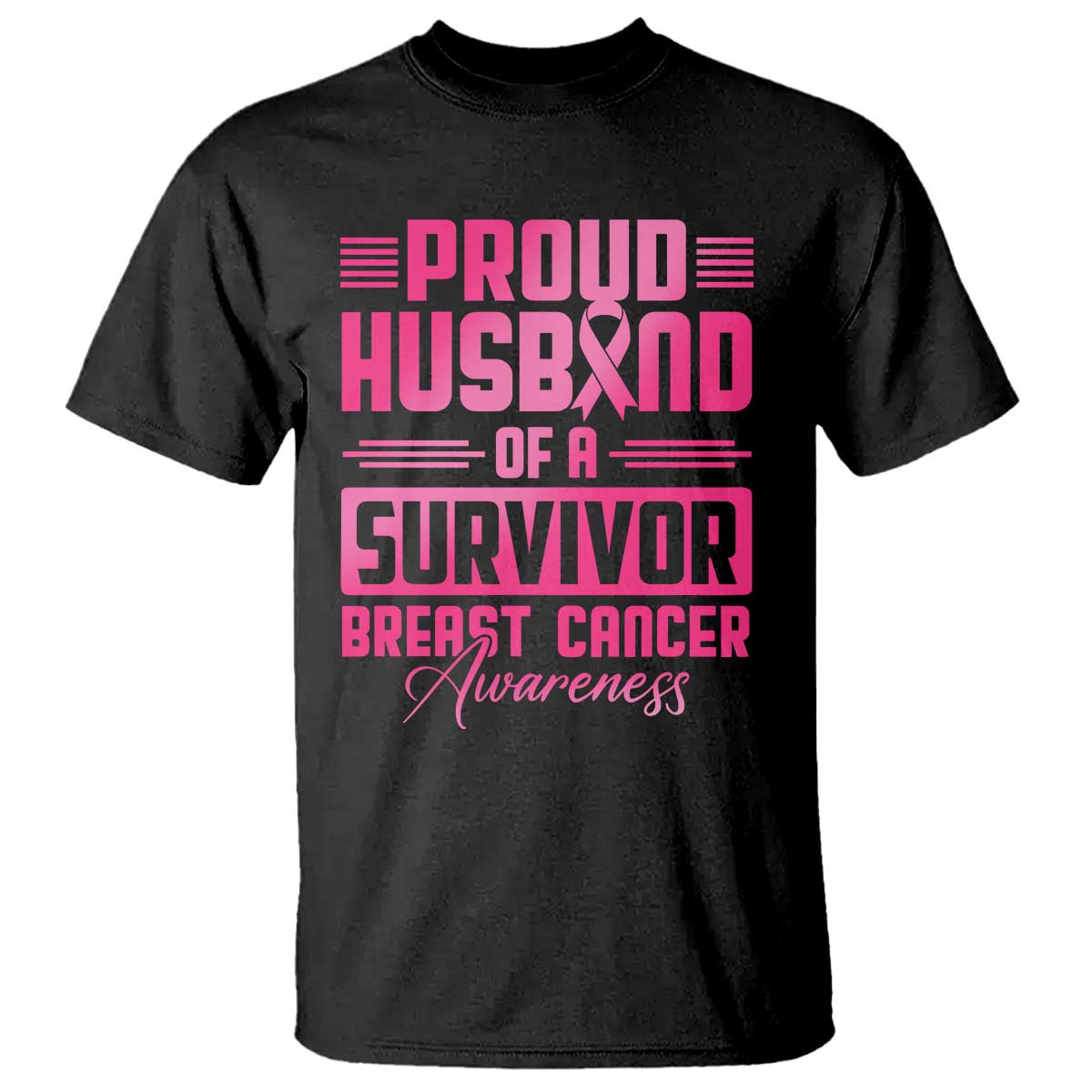 Husband Of A Warrior Breast Cancer Awareness T Shirt Wife Support Squad - Wonder Print Shop