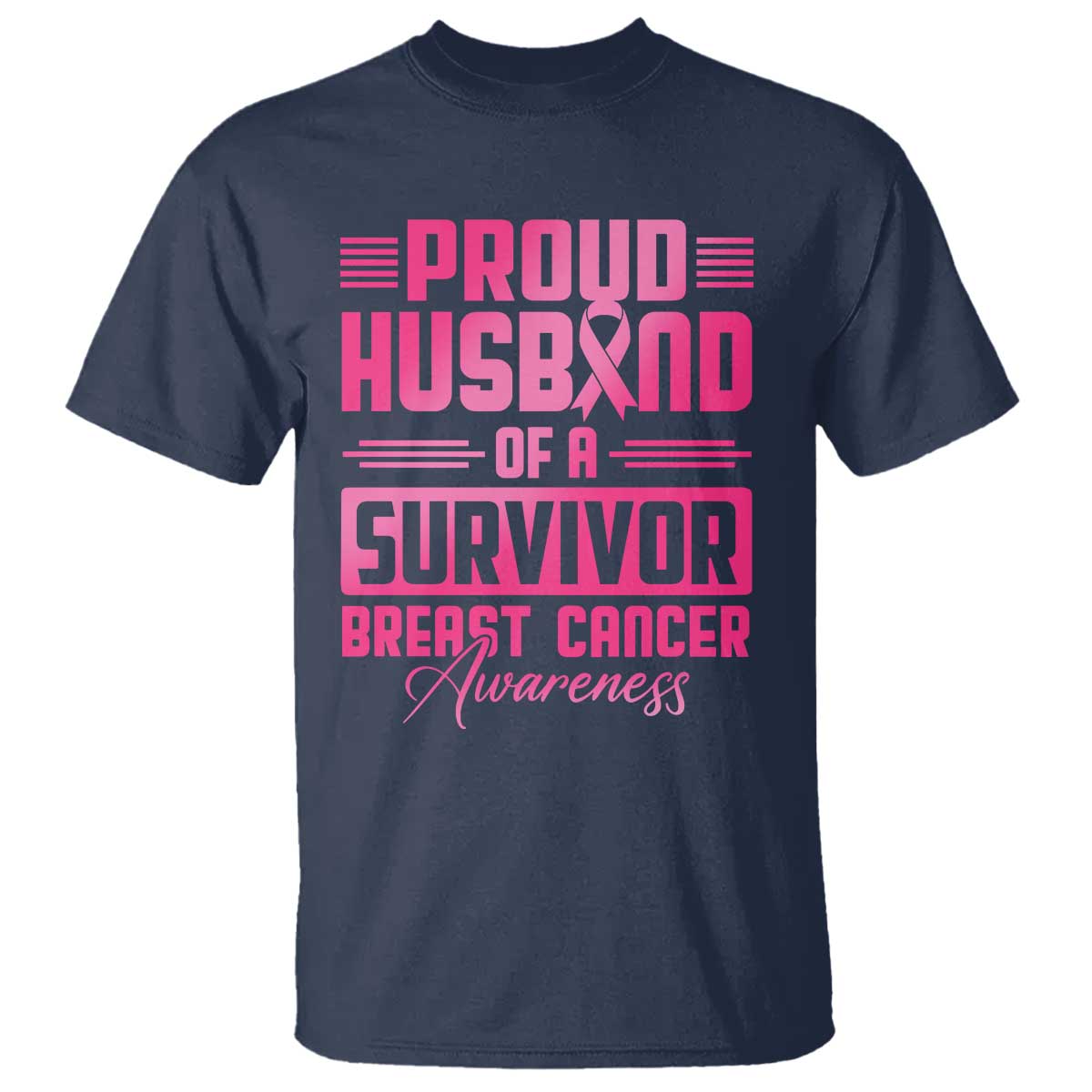 Husband Of A Warrior Breast Cancer Awareness T Shirt Wife Support Squad - Wonder Print Shop