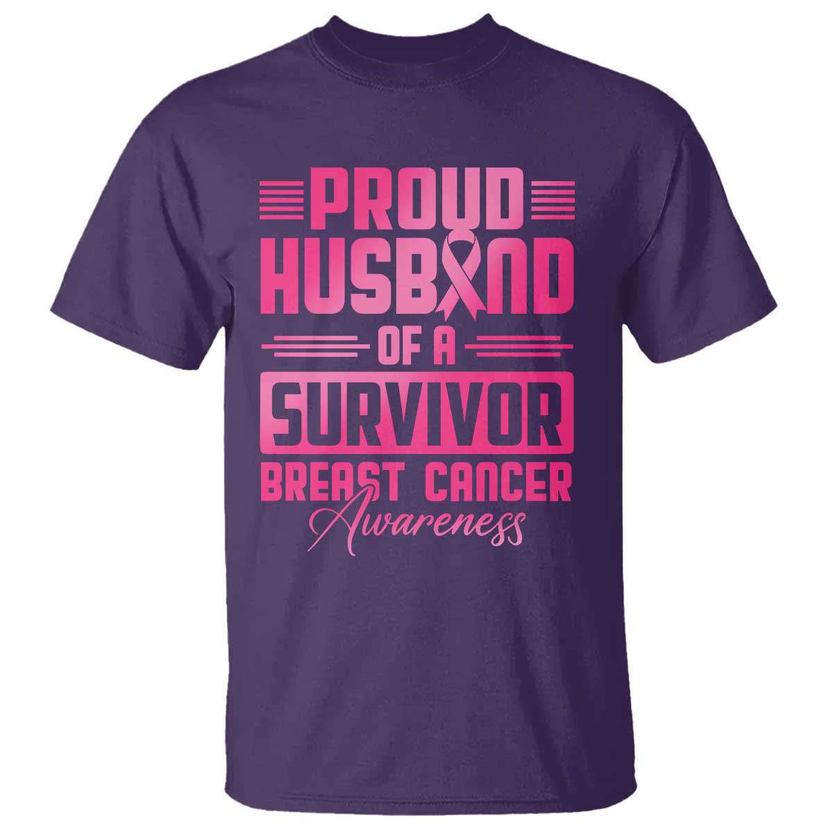 Husband Of A Warrior Breast Cancer Awareness T Shirt Wife Support Squad - Wonder Print Shop