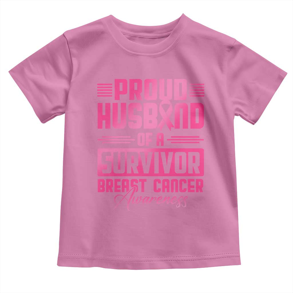 Husband Of A Warrior Breast Cancer Awareness Toddler T Shirt Wife Support Squad - Wonder Print Shop