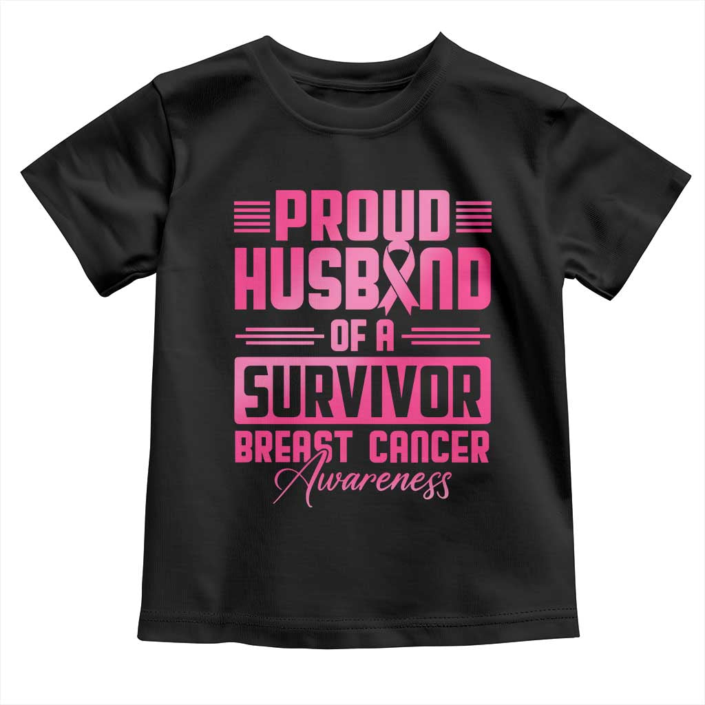Husband Of A Warrior Breast Cancer Awareness Toddler T Shirt Wife Support Squad - Wonder Print Shop
