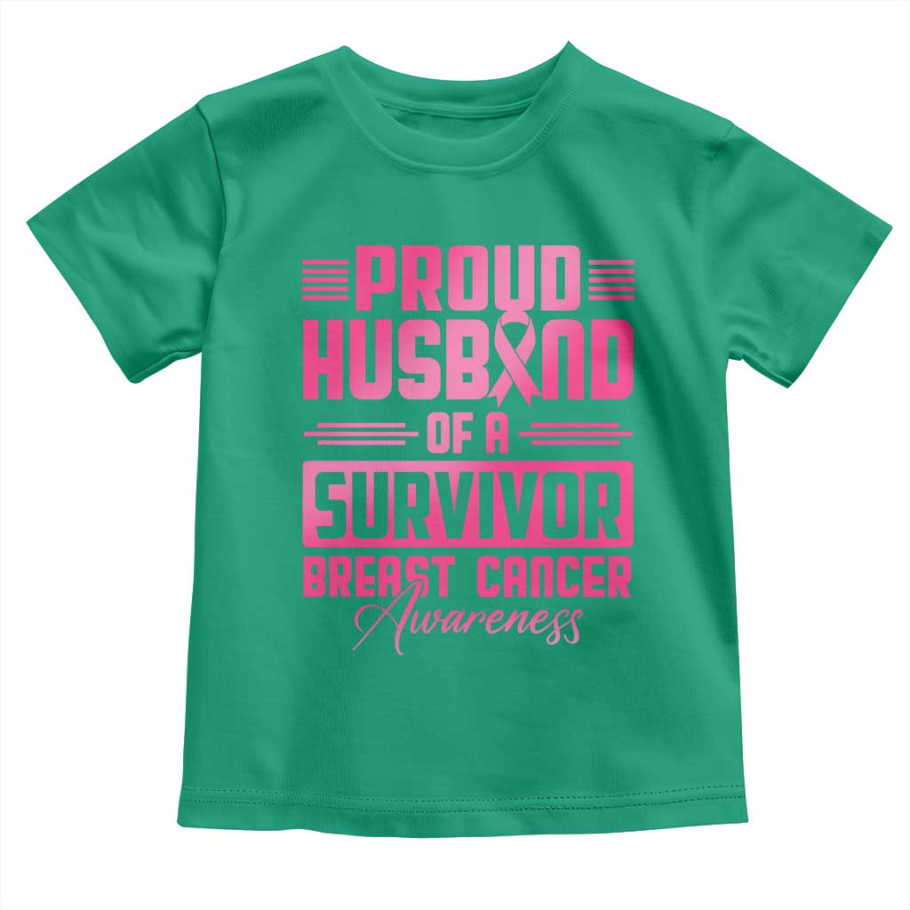 Husband Of A Warrior Breast Cancer Awareness Toddler T Shirt Wife Support Squad - Wonder Print Shop