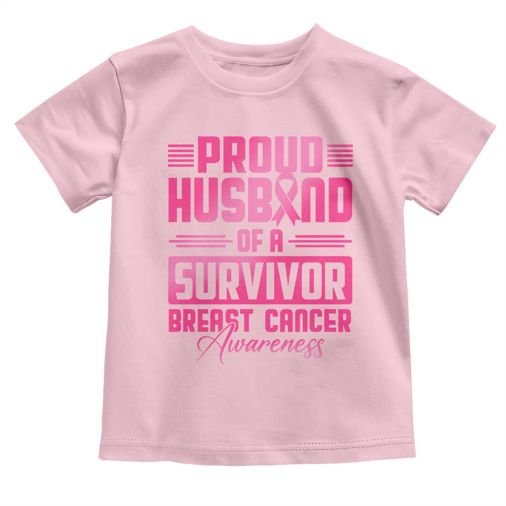 Husband Of A Warrior Breast Cancer Awareness Toddler T Shirt Wife Support Squad - Wonder Print Shop