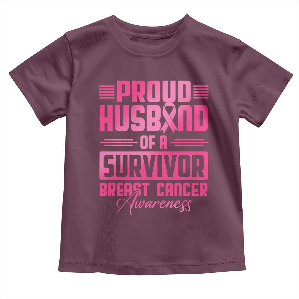 Husband Of A Warrior Breast Cancer Awareness Toddler T Shirt Wife Support Squad - Wonder Print Shop