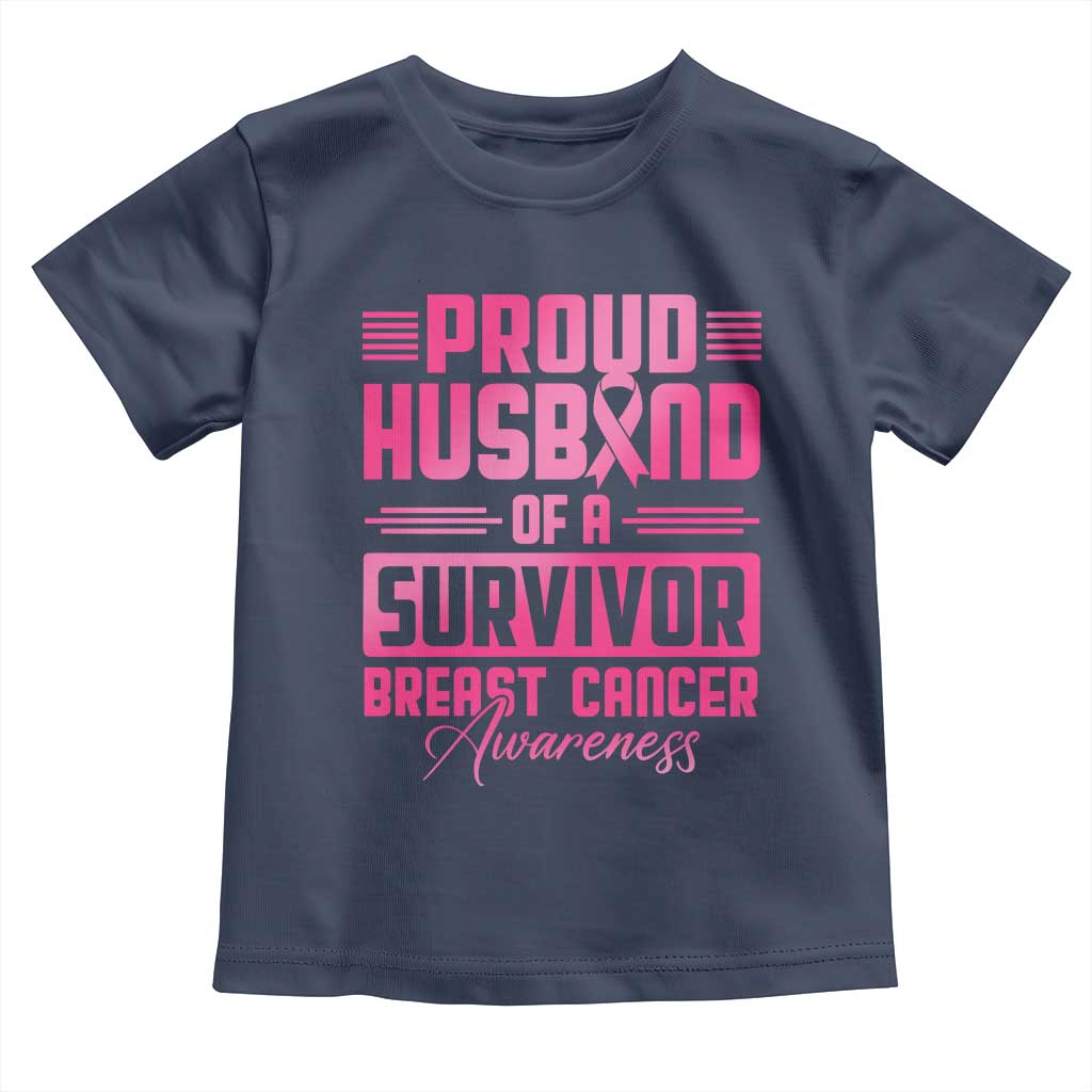 Husband Of A Warrior Breast Cancer Awareness Toddler T Shirt Wife Support Squad - Wonder Print Shop