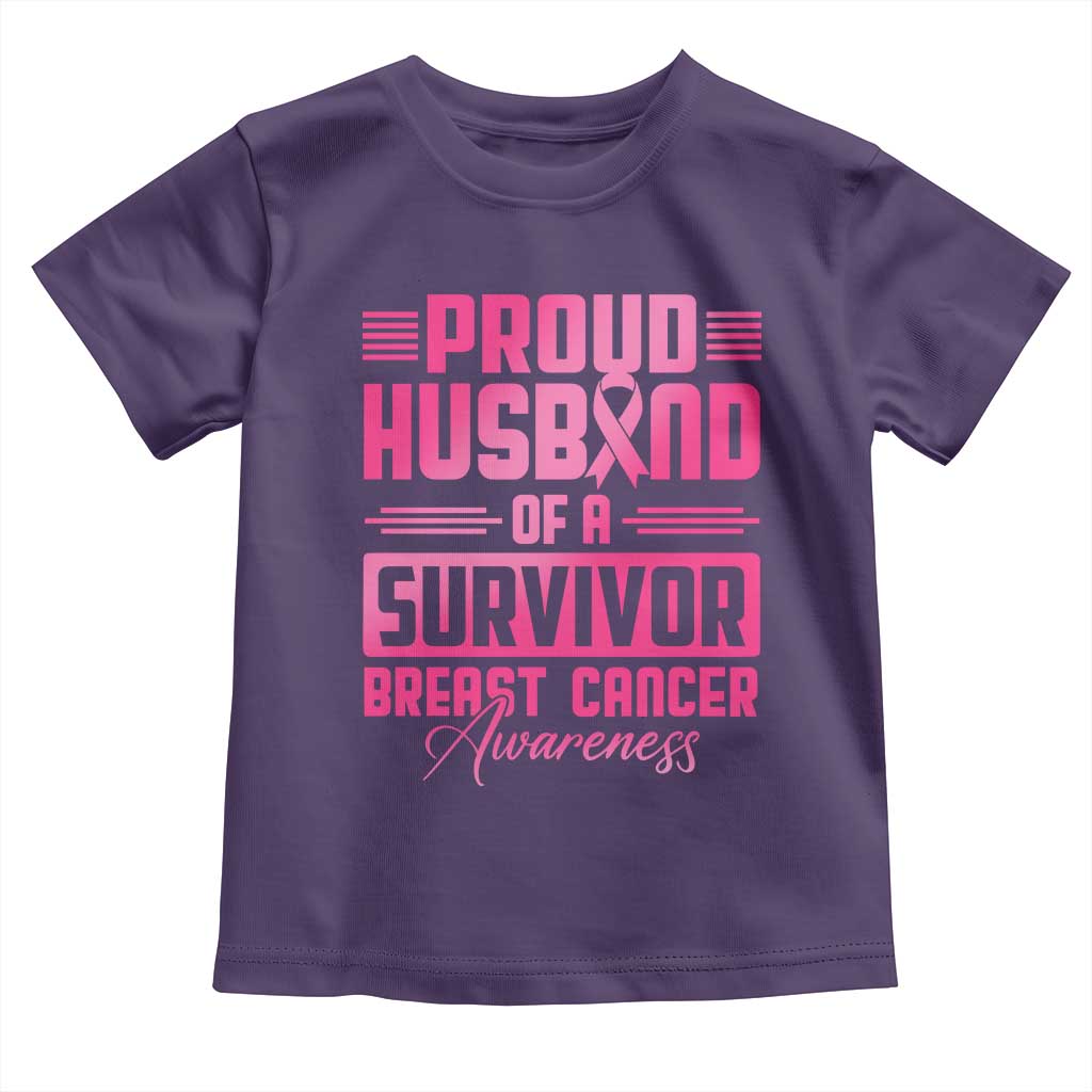 Husband Of A Warrior Breast Cancer Awareness Toddler T Shirt Wife Support Squad - Wonder Print Shop