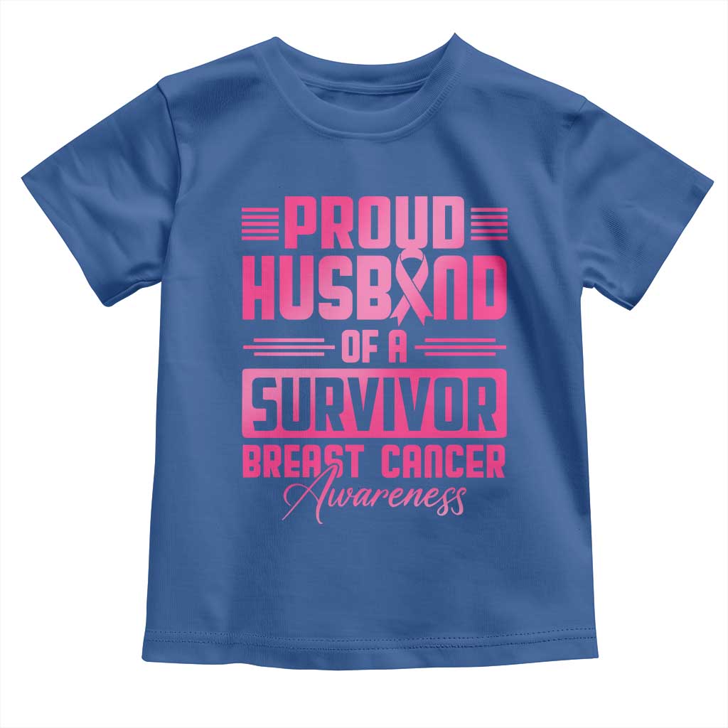 Husband Of A Warrior Breast Cancer Awareness Toddler T Shirt Wife Support Squad - Wonder Print Shop