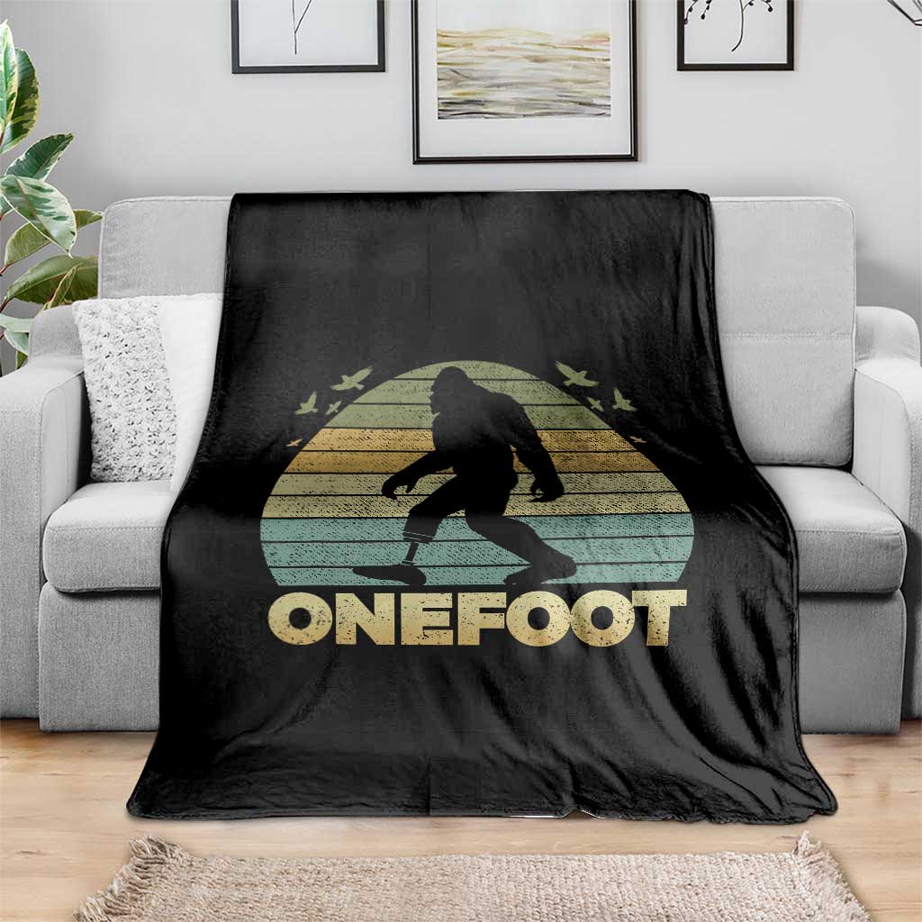 Onefoot Leg Amputee Recovery Throw Blanket Retro One Foot Bigfoot - Wonder Print Shop
