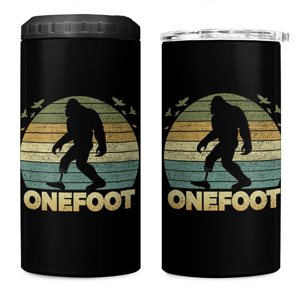 Onefoot Leg Amputee Recovery 4 in 1 Can Cooler Tumbler Retro One Foot Bigfoot - Wonder Print Shop