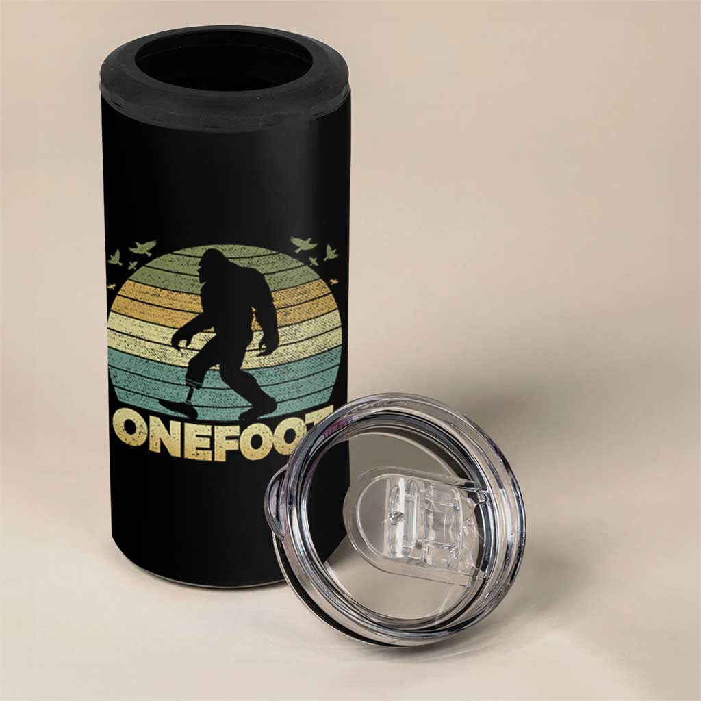 Onefoot Leg Amputee Recovery 4 in 1 Can Cooler Tumbler Retro One Foot Bigfoot - Wonder Print Shop