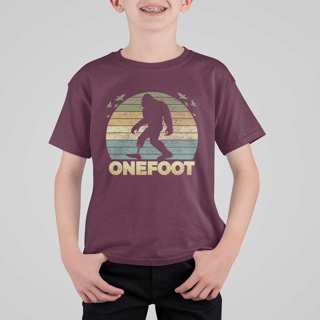 Onefoot Leg Amputee Recovery T Shirt For Kid Retro One Foot Bigfoot - Wonder Print Shop
