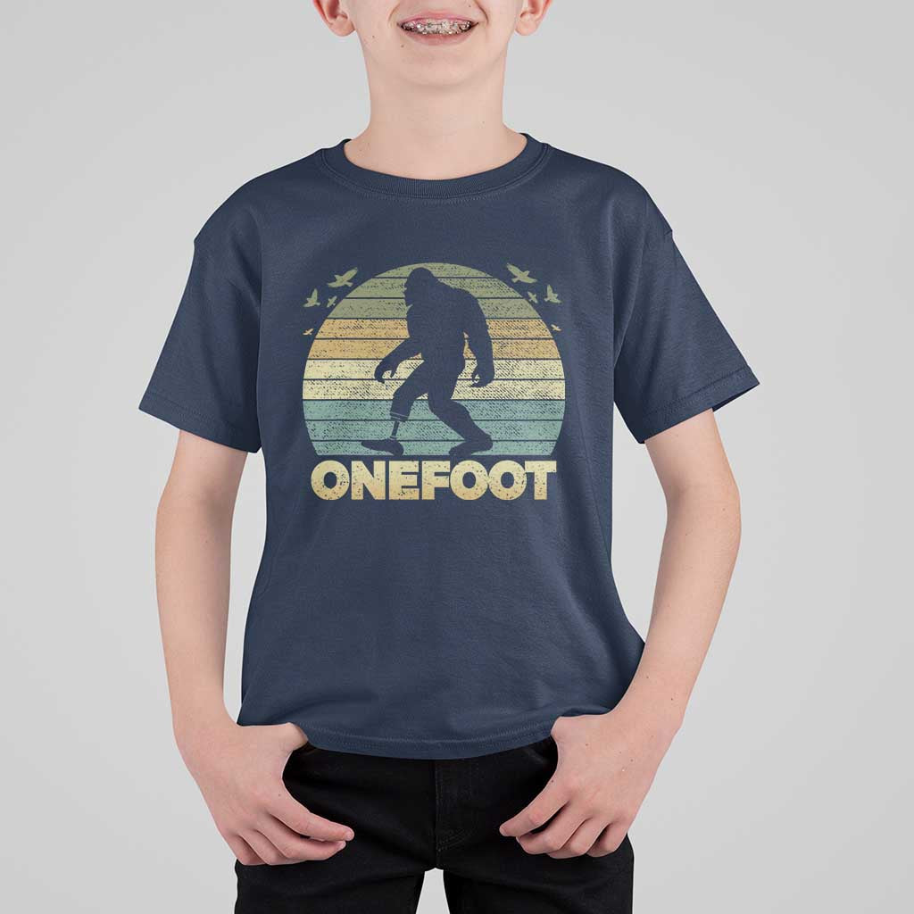 Onefoot Leg Amputee Recovery T Shirt For Kid Retro One Foot Bigfoot - Wonder Print Shop