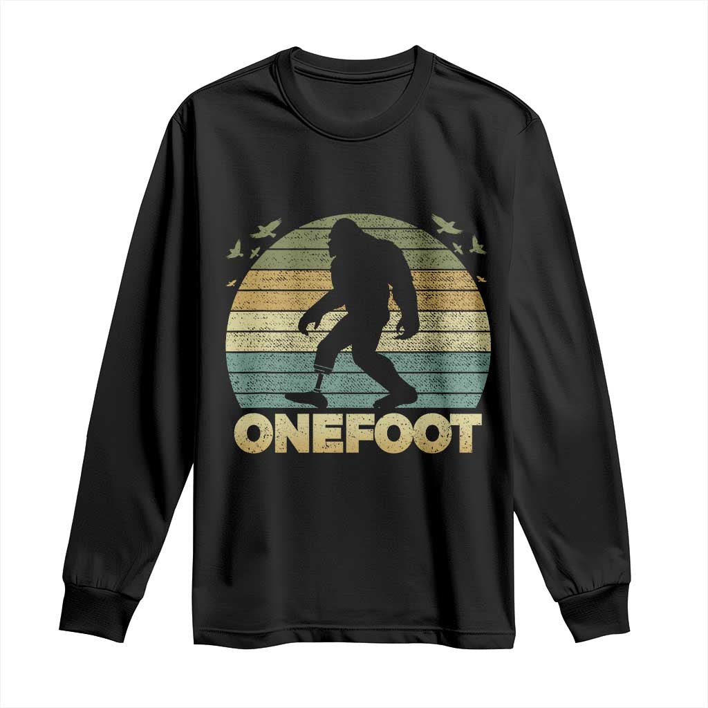 Onefoot Leg Amputee Recovery Long Sleeve Shirt Retro One Foot Bigfoot - Wonder Print Shop