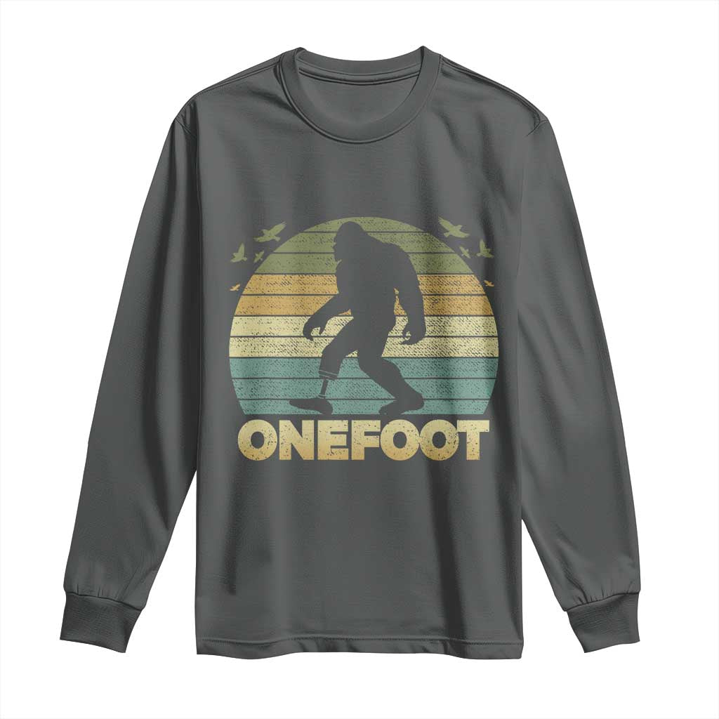 Onefoot Leg Amputee Recovery Long Sleeve Shirt Retro One Foot Bigfoot - Wonder Print Shop