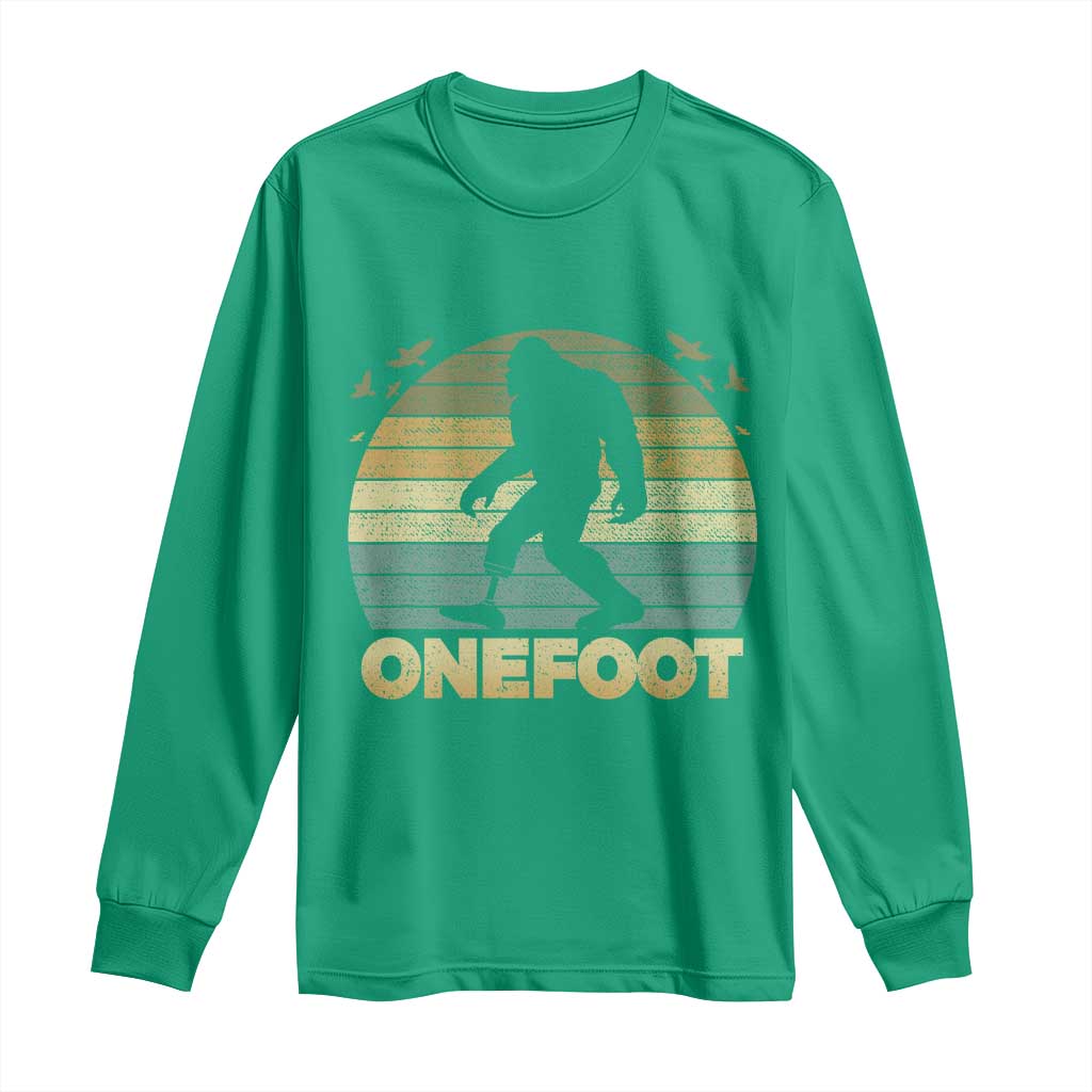 Onefoot Leg Amputee Recovery Long Sleeve Shirt Retro One Foot Bigfoot - Wonder Print Shop