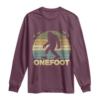 Onefoot Leg Amputee Recovery Long Sleeve Shirt Retro One Foot Bigfoot - Wonder Print Shop