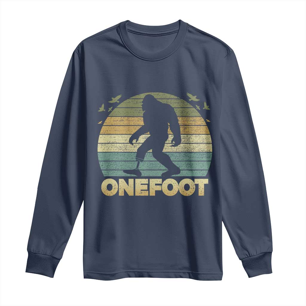 Onefoot Leg Amputee Recovery Long Sleeve Shirt Retro One Foot Bigfoot - Wonder Print Shop