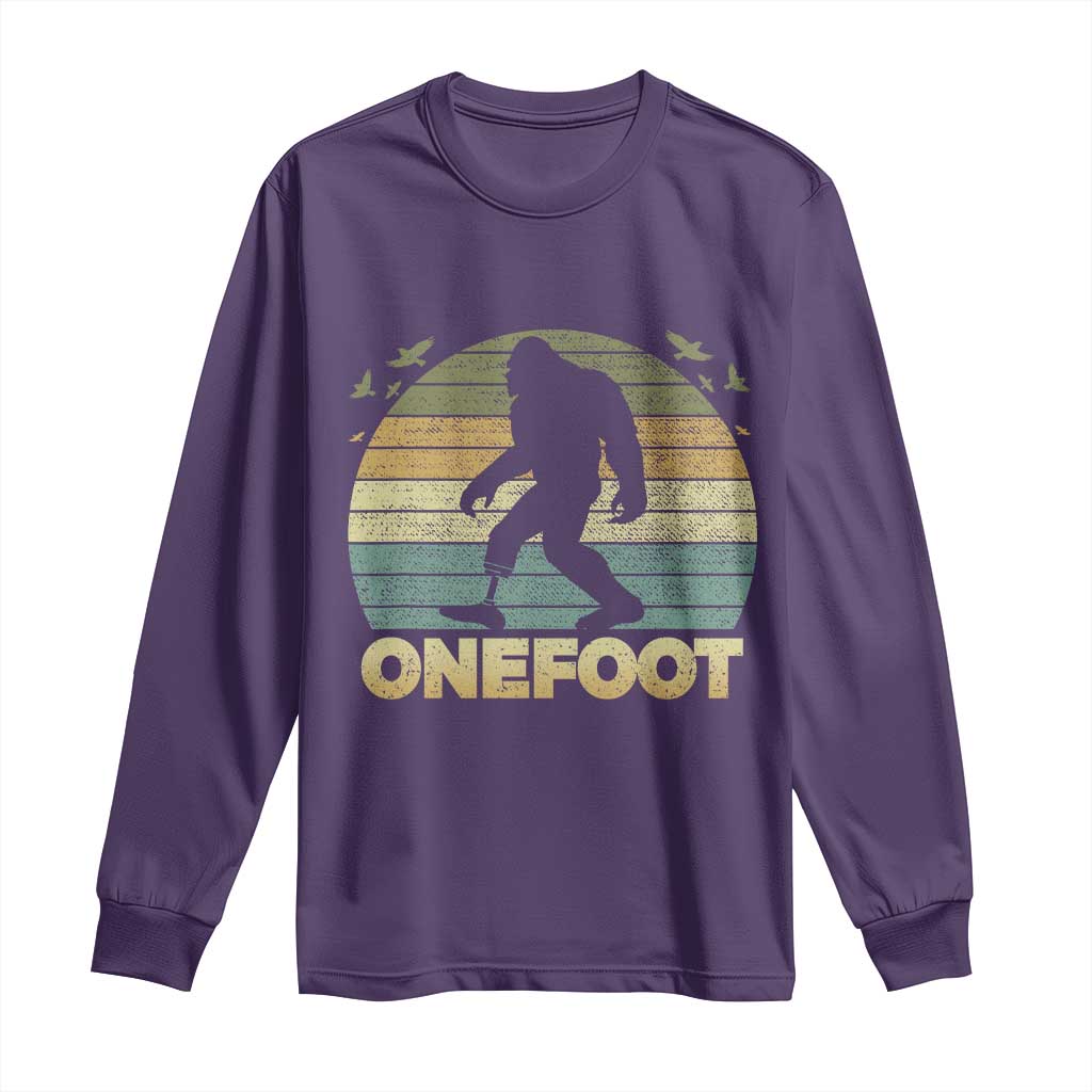 Onefoot Leg Amputee Recovery Long Sleeve Shirt Retro One Foot Bigfoot - Wonder Print Shop