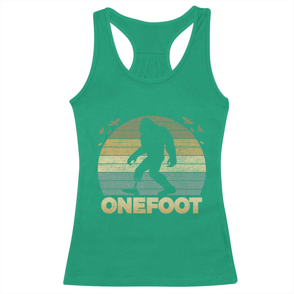 Onefoot Leg Amputee Recovery Racerback Tank Top Retro One Foot Bigfoot - Wonder Print Shop