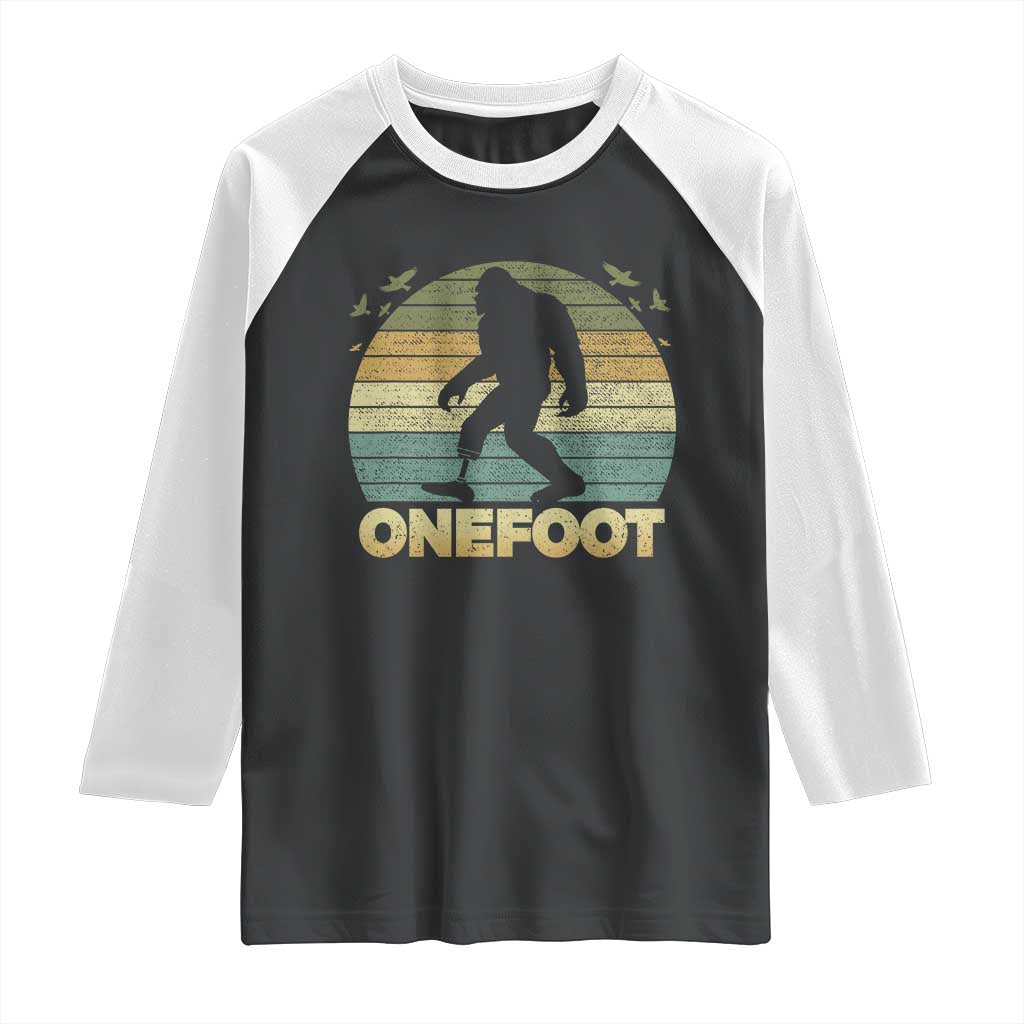 Onefoot Leg Amputee Recovery Raglan Shirt Retro One Foot Bigfoot - Wonder Print Shop