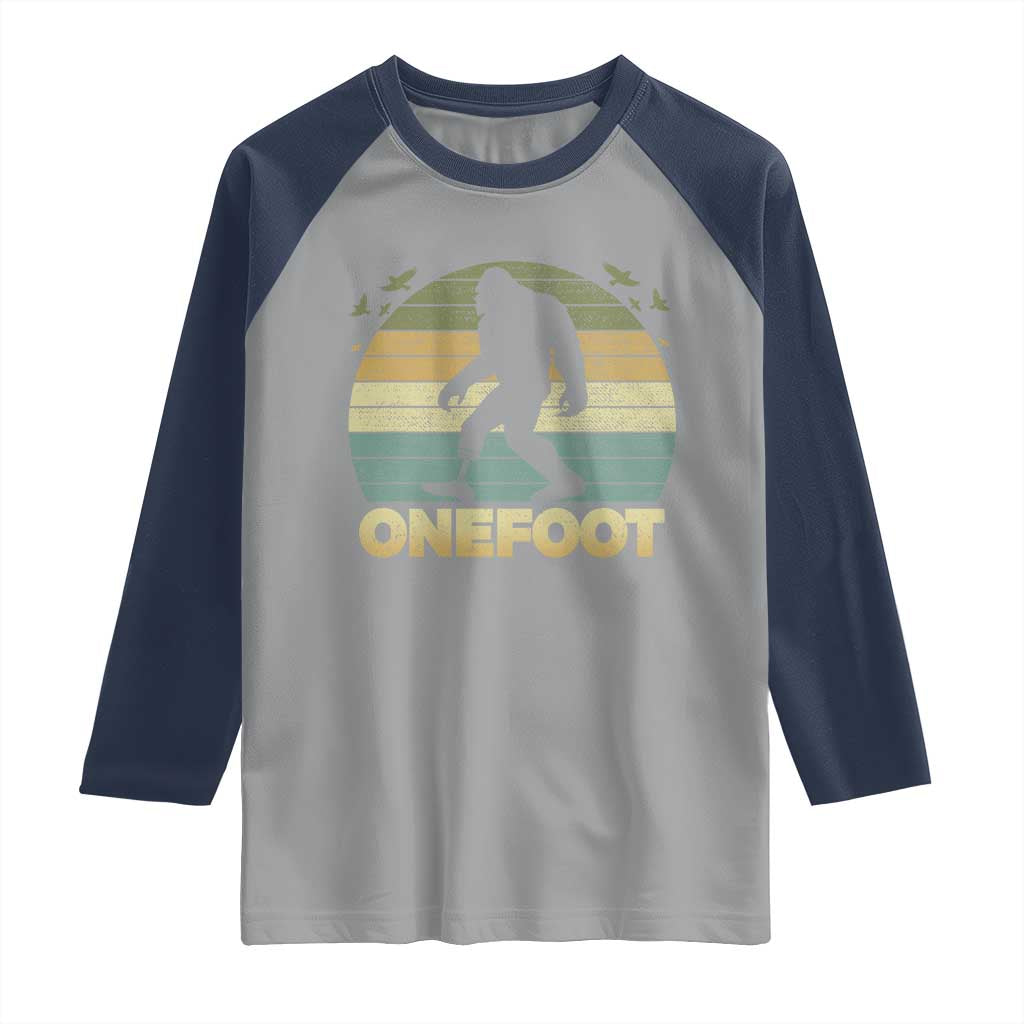 Onefoot Leg Amputee Recovery Raglan Shirt Retro One Foot Bigfoot - Wonder Print Shop