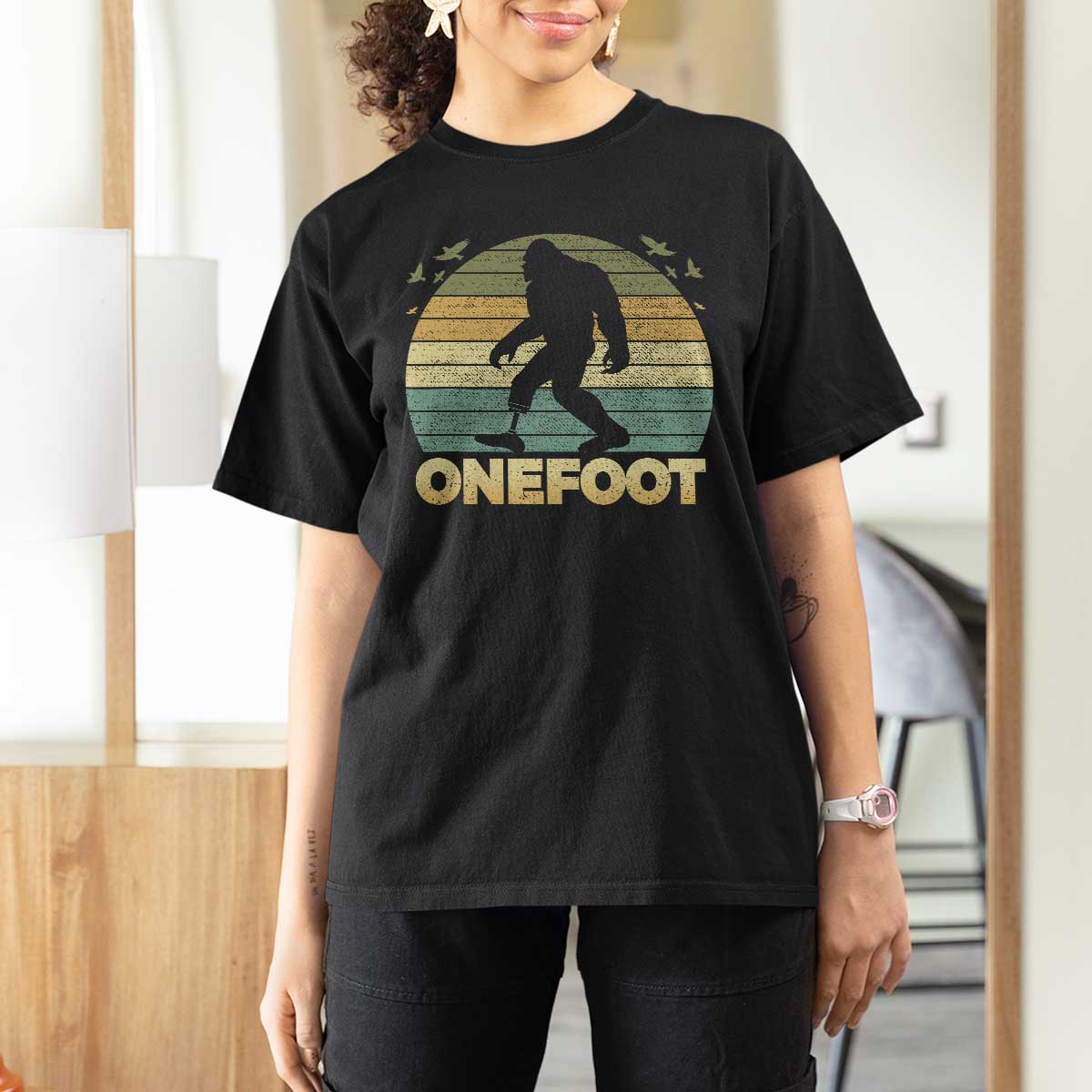 Onefoot Leg Amputee Recovery T Shirt For Women Retro One Foot Bigfoot - Wonder Print Shop