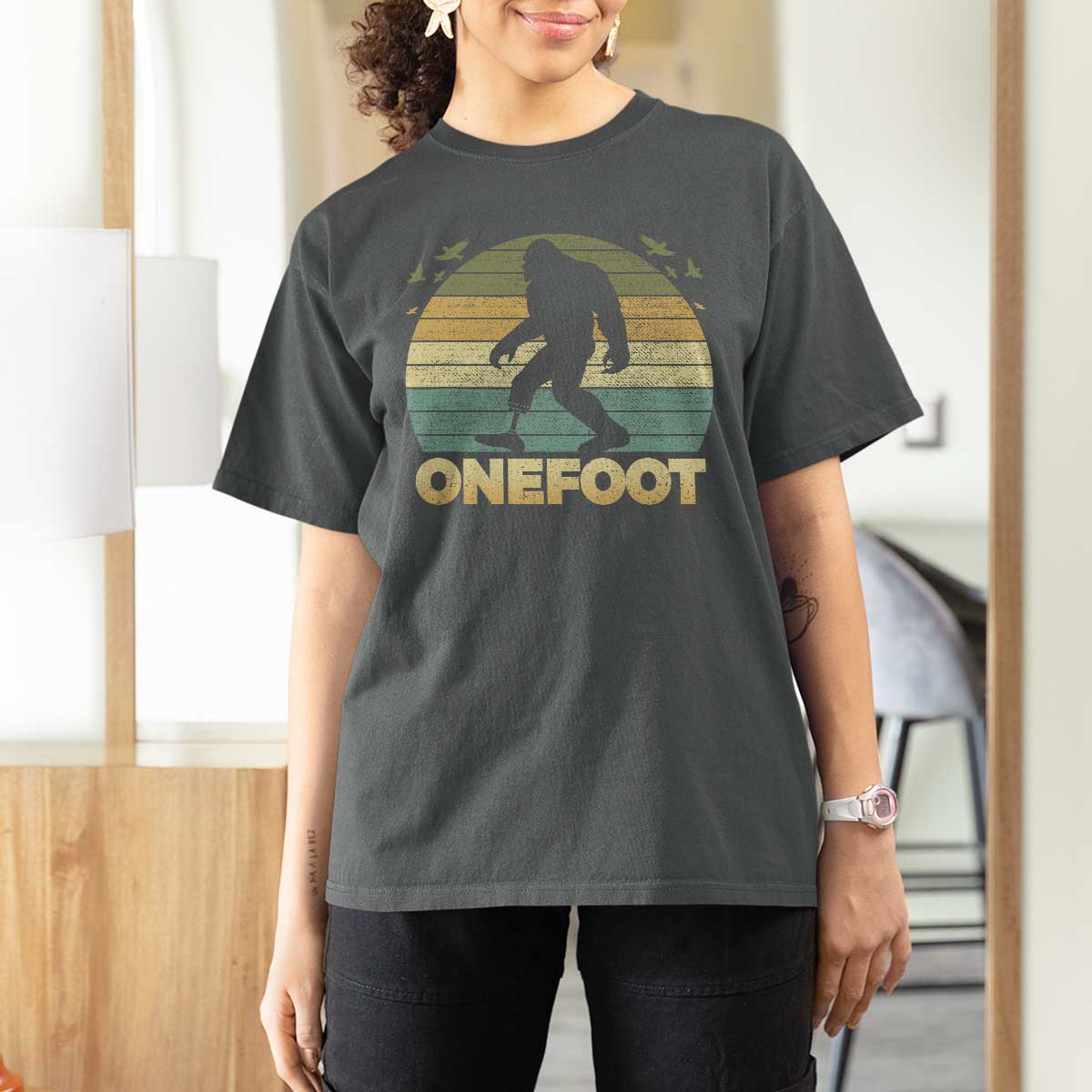 Onefoot Leg Amputee Recovery T Shirt For Women Retro One Foot Bigfoot - Wonder Print Shop