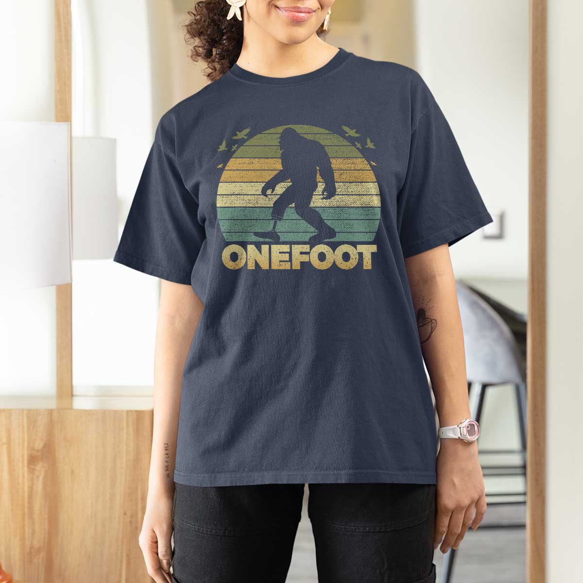 Onefoot Leg Amputee Recovery T Shirt For Women Retro One Foot Bigfoot - Wonder Print Shop