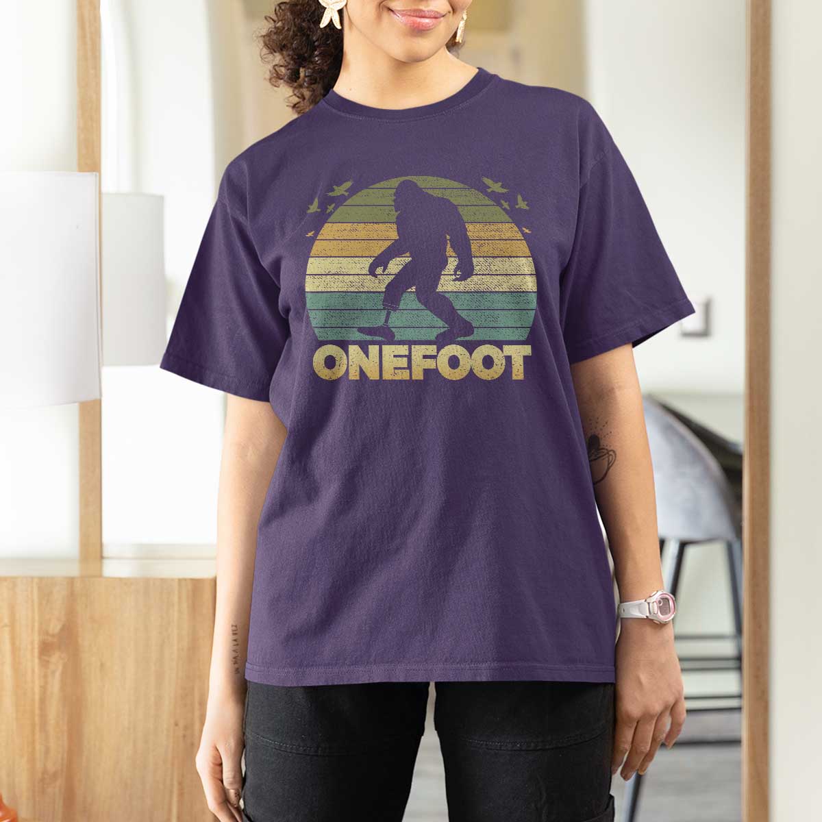 Onefoot Leg Amputee Recovery T Shirt For Women Retro One Foot Bigfoot - Wonder Print Shop
